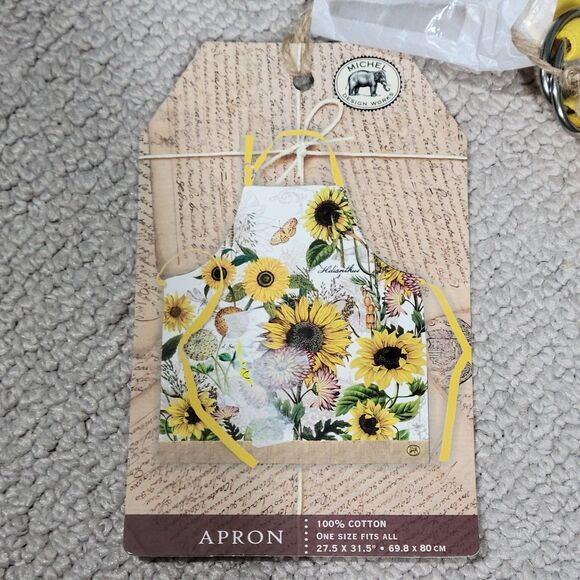 NEW Michel Design Works Chef's Apron OSFA Cotton Sunflowers Floral - Picture 4 of 5